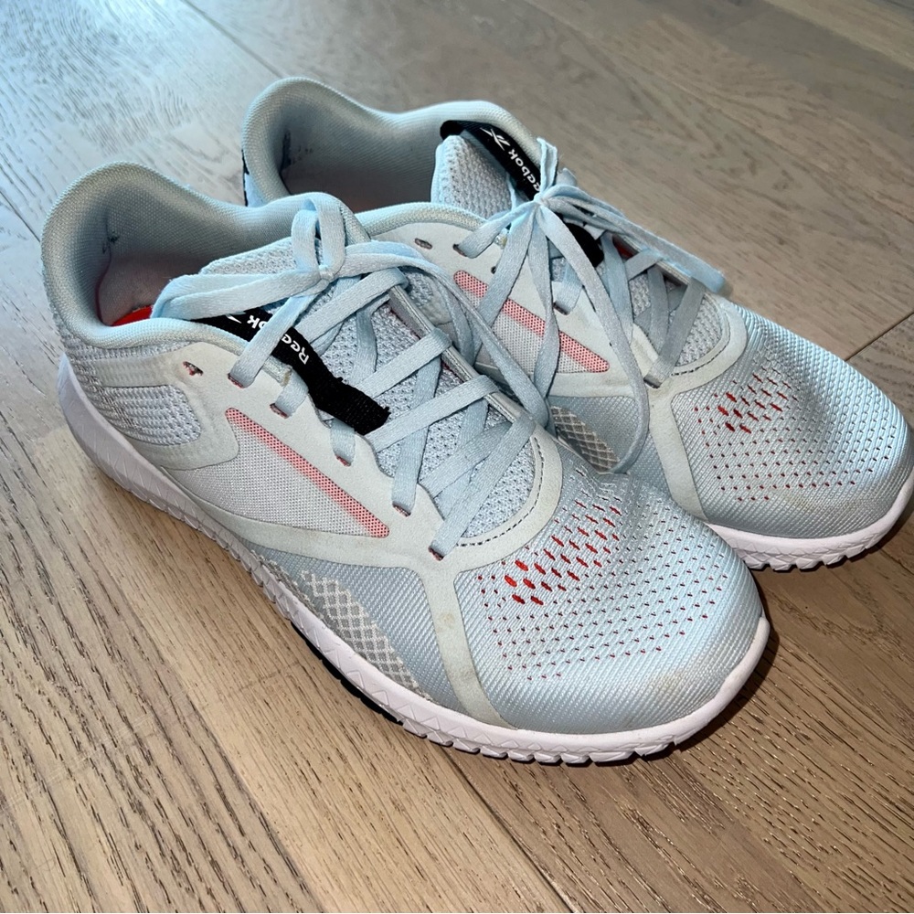 Light blue Reebok sneakers